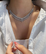 Load image into Gallery viewer, LUOWEND 18K White Gold Natural Diamond Necklace for Women