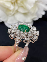 Load image into Gallery viewer, LUOWEND 18K White and Yellow Gold Real Natural Emerald Gemstone Ring for Women