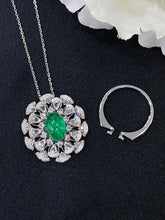 Load image into Gallery viewer, LUOWEND 18K White and Yellow Gold Real Natural Emerald Gemstone Ring for Women