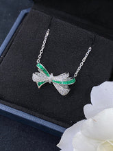 Load image into Gallery viewer, LUOWEND 18K White Gold Real Natural Emerald Gemstone Necklace for Women