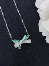 Load image into Gallery viewer, LUOWEND 18K White Gold Real Natural Emerald Gemstone Necklace for Women