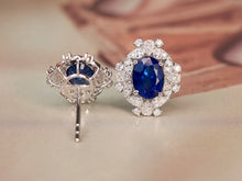 Load image into Gallery viewer, LUOWEND 18K White Gold Real Natural Sapphire and Diamond Gemstone Earrings for Women