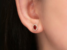 Load image into Gallery viewer, LUOWEND 18K Yellow Gold Real Natural Ruby and Diamond Gemstone Earrings for Women