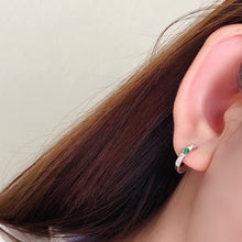 Load image into Gallery viewer, LUOWEND 18K White and Yellow Real Natural Emerald and Diamond Gemstone Earrings for Women