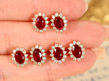 Load image into Gallery viewer, LUOWEND 18K Yellow Gold Real Natural Ruby and Diamond Gemstone Earrings for Women