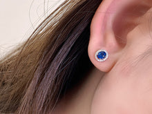 Load image into Gallery viewer, LUOWEND 18K White Gold Real Natural Sapphire and Diamond Gemstone Earrings for Women