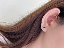 Load image into Gallery viewer, LUOWEND 18K White and Yellow Gold Real Natural Ruby and Diamond Earrings for Women