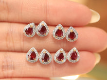 Load image into Gallery viewer, LUOWEND 18K White and Yellow Gold Real Natural Ruby and Diamond Earrings for Women