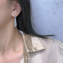 Load image into Gallery viewer, LUOWEND 18K White Gold Real Natural Diamond Drop Earrings for Women