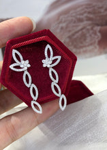 Load image into Gallery viewer, LUOWEND 18K White Gold Real Natural Diamond Drop Earrings for Women