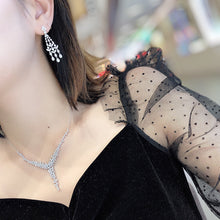 Load image into Gallery viewer, LUOWEND 18K White Gold Real Natural Diamond Drop Earrings for Women
