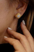 Load image into Gallery viewer, LUOWEND 18K Yellow Gold Real Natural Diamond Stud Earrings for Women