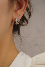 Load image into Gallery viewer, LUOWEND 18K White Gold Real Natural Diamond Hoop Earrings for Women