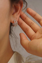 Load image into Gallery viewer, LUOWEND 18K White Gold Real Natural Diamond Hoop Earrings for Women