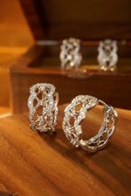 Load image into Gallery viewer, LUOWEND 18K White Gold Real Natural Diamond Hoop Earrings for Women