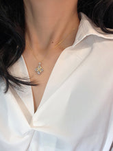 Load image into Gallery viewer, LUOWEND 18K White and Yellow Gold Real Natural Diamond Pendant Necklace for Women