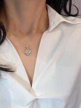 Load image into Gallery viewer, LUOWEND 18K White and Yellow Gold Real Natural Diamond Pendant Necklace for Women