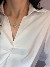 Load image into Gallery viewer, LUOWEND 18K White and Yellow Gold Real Natural Diamond Pendant Necklace for Women