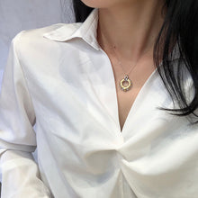 Load image into Gallery viewer, LUOWEND 18K White and Yellow Gold Real Natural Diamond Pendant Necklace for Women