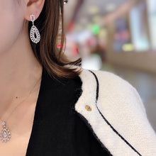 Load image into Gallery viewer, LUOWEND 18K White Gold Real Natural Diamond Drop Earrings for Women