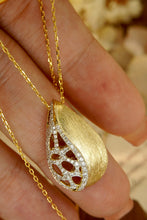 Load image into Gallery viewer, LUOWEND 18K Yellow Gold Real Natural Diamond Pendant Necklace for Women