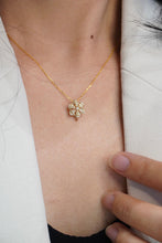 Load image into Gallery viewer, LUOWEND 18K Yellow Gold Real Natural Diamond Pendant Necklace for Women