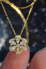 Load image into Gallery viewer, LUOWEND 18K Yellow Gold Real Natural Diamond Pendant Necklace for Women