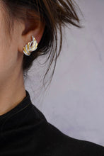 Load image into Gallery viewer, LUOWEND 18K White and Yellow Gold Real Natural Diamond Stud Earrings for Women