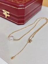 Load image into Gallery viewer, LUOWEND 18K Yellow Gold Natural Pearl Necklace for Women