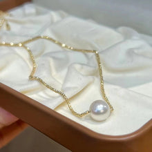 Load image into Gallery viewer, LUOWEND 18K Yellow Gold Natural Pearl Necklace for Women