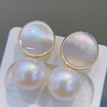 Load image into Gallery viewer, LUOWEND 18K Yellow Gold Real Natural Freshwater Pearl Earrings for Women