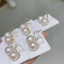 Load image into Gallery viewer, LUOWEND 18K Yellow Gold Real Natural Pearl Earrings for Women