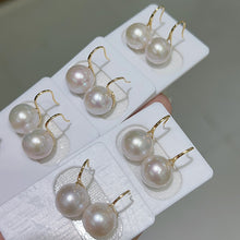 Load image into Gallery viewer, LUOWEND 18K Yellow Gold Real Natural Pearl Earrings for Women