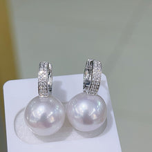 Load image into Gallery viewer, LUOWEND 18K White Gold Real Natural Pearl Earrings for Women