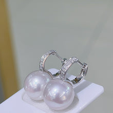 Load image into Gallery viewer, LUOWEND 18K White Gold Real Natural Pearl Earrings for Women