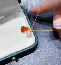 Load image into Gallery viewer, LUOWEND 18K Yellow Gold Natural Pearl Necklace for Women