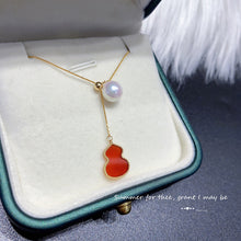 Load image into Gallery viewer, LUOWEND 18K Yellow Gold Natural Pearl Necklace for Women