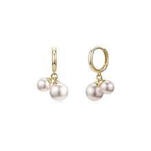 Load image into Gallery viewer, LUOWEND 18K Yellow Gold Natural Freshwater Pearl Earrings for Women