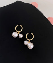 Load image into Gallery viewer, LUOWEND 18K Yellow Gold Natural Freshwater Pearl Earrings for Women