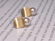 Load image into Gallery viewer, LUOWEND 18K Yellow Gold Akoya Pearl Earrings for Women