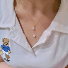 Load image into Gallery viewer, LUOWEND 18K Yellow Gold Natural Freshwater Pearl Necklace for Women