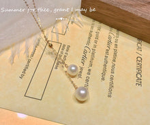 Load image into Gallery viewer, LUOWEND 18K Yellow Gold Natural Freshwater Pearl Necklace for Women