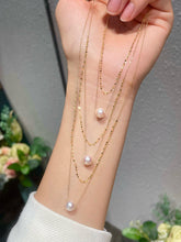 Load image into Gallery viewer, LUOWEND 18K Yellow Gold Natural Pearl Necklace for Women