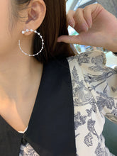 Load image into Gallery viewer, LUOWEND 18K White Gold Real Natural Diamond Hoop Earrings for Women