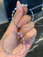 Load image into Gallery viewer, LUOWEND 18K White Gold Real Natural Diamond Hoop Earrings for Women