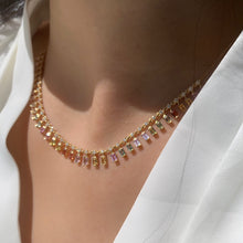 Load image into Gallery viewer, LUOWEND 18K Yellow Gold Natural Color Sapphire Necklace for Women