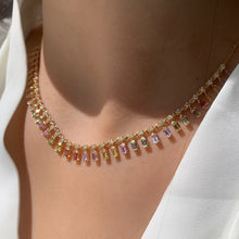 Load image into Gallery viewer, LUOWEND 18K Yellow Gold Natural Color Sapphire Necklace for Women
