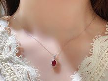 Load image into Gallery viewer, LUOWEND 18K White and Yellow Gold Real Natural Ruby and Diamond Gemstone Necklace for Women