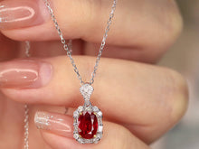 Load image into Gallery viewer, LUOWEND 18K White and Yellow Gold Real Natural Ruby and Diamond Gemstone Necklace for Women