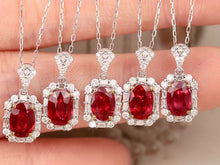 Load image into Gallery viewer, LUOWEND 18K White and Yellow Gold Real Natural Ruby and Diamond Gemstone Necklace for Women